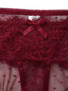 1件男士性感蕾丝内裤，酒红色 - 酒紅色 - 查看 3