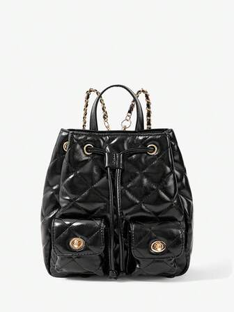 SHECARRY MOCHILA ACOLCHADA CON DISEÑO DE ROMBOS Y BOLSILLOS MÚLTIPLES PARA MUJER, IDEAL PARA COMMUTING