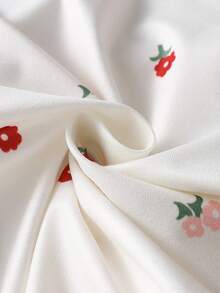 SHEIN Vintaside Kids Bộ đồ ngủ 2 món dễ thương và thanh lịch cho bé gái, chất liệu vải dệt kim mềm mại, thoải mái, họa tiết hoa nhí thêu hình vịt và thỏ hoạt hình, gồm áo khoác ngắn tay và quần dài. - Nhiều màu - Xem 7