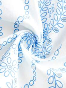 Travachic 女士度假植物刺绣镂空流苏系带性感吊带背心，夏季假期、春假、情人节，墨西哥风情波西米亚风女式上衣 - 藍白色 - 查看 4