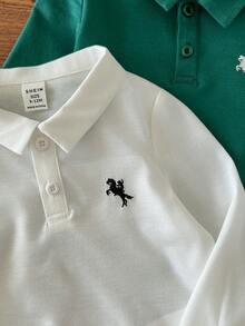 Bebeilu 2pcs Baby Boys POLO Shirt Top Two Sets, The Use Of Knitted Fabric, Loose Version Type, Moderate Thickness. POLO Collar Design Adds A Hint Of Elegance, Suitable For To Play, With Shorts And Sneakers, Like A Handsome Little Gentleman, Home Leisure, Wedding, Vacation, School Study, Performance Activities, To Participate In Parties - Multicolor - View 3