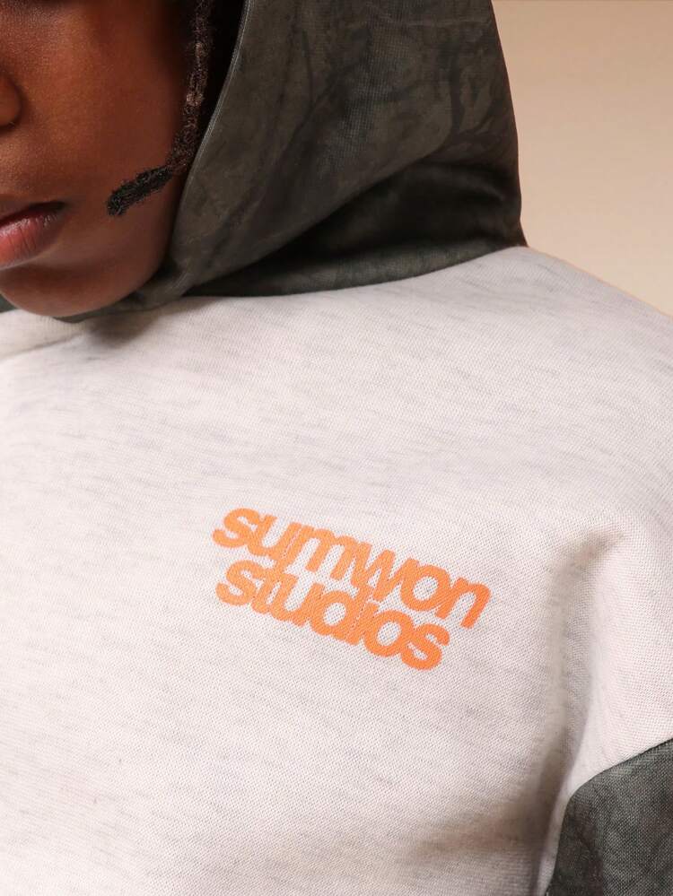 Camo Color Block Hoodie With Centre Pocket