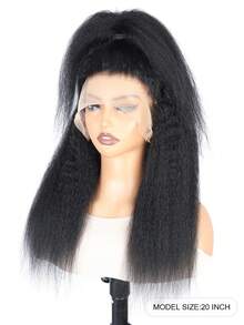 360°蕾丝前假发，真人发，卷曲直发，360°透明蕾丝前假发，女士款，20英寸，180%密度，预先拔毛，带婴儿发，自然黑 - Natural Black - 查看 5