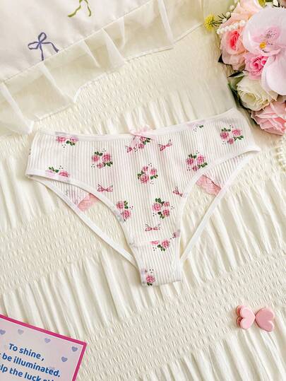 SHEIN 1 st. oskyldiga blommiga spetsbyxor utan gren, sexig design för unga kvinnor