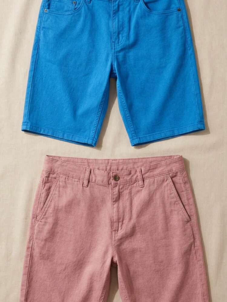 paquete de dos Bermudas lisas para hombre - Rosa - Añade 1