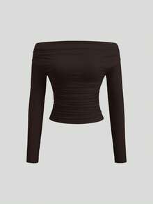 Sweetra 3件套女士露肩长袖短款上衣，舒适亲肤，修身剪裁 - 彩色 - 查看 3