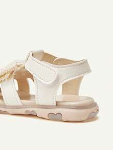 Cozy Pixies 1双可爱女婴凉鞋，镂空设计，透气，蝴蝶结花朵装饰，魔术贴搭扣，柔软舒适，百搭公主凉鞋 - 米色 - 查看 7