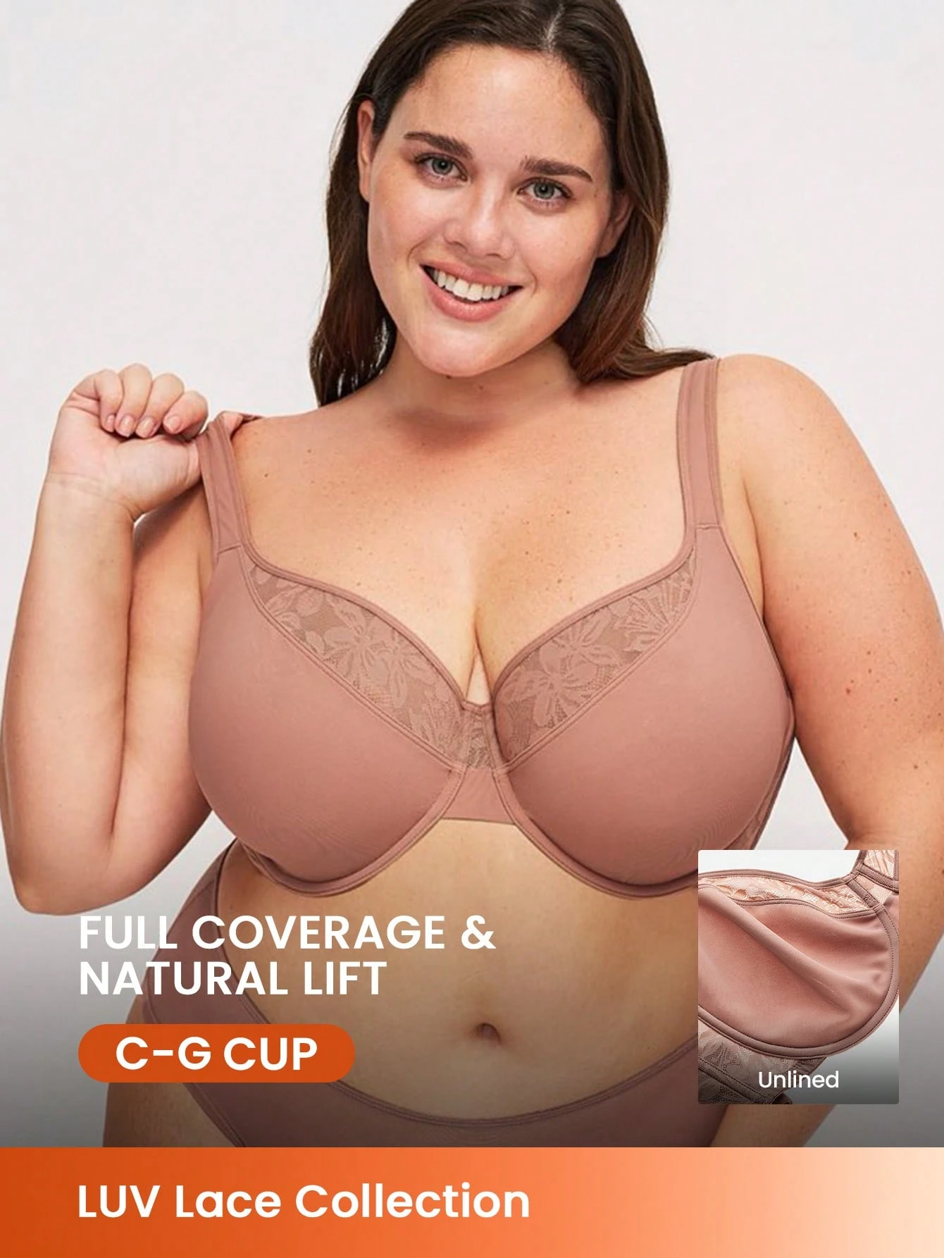 Plus Full Coverage Unlined Lace Bra