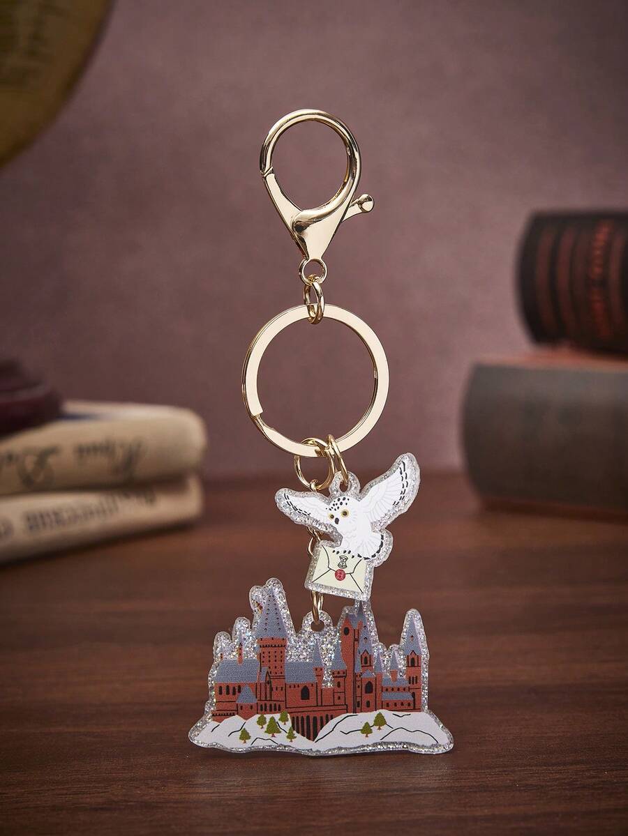 HARRY POTTER X SHEIN Harry Potter Keychain, Shiny Acrylic Material, Great Gift For Women, Students, Harry Potter Fans - Castle - View 1