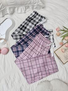 Dream Adore 三条装格子印花睡裤，加大码 - 彩色 - 查看 4