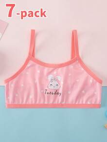 7 Pack Young Girls Undershirt,Sleeveless Tank Tops With Weekday Prints,Pastel Colors Round Neck Layering Camisole For Everyday Casual Wear & Gifts - Multicolor - View 5