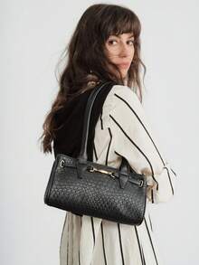 SHECARRY Túi đeo vai nữ bằng da PU, thích hợp cho mùa thu đông, đi học, du lịch, công sở, thanh lịch, tinh tế, có dây đeo. - Súng kim loại - Xem 5