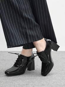CUCCOO BIZCHIC Giày cao gót buộc dây thời trang đa năng dành cho nữ - màu đen - Xem 3