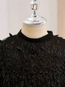 SHEIN Tween Girls' Elegant Lace Party Birthday Princess Dress - Black and White - View 2