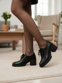 Women Oxfords Shoes - Black - View 2