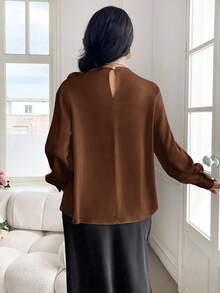 Modelyn Women's Daily Casual Shirt Coffee Brown Top - Coffee Brown - View 2