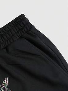 ROMWE MEN Men's Distressed Star Studded Casual Shorts, Street Style - Black - View 5