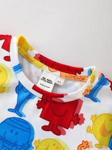 Mr Men Little Miss X SHEIN Young Girl Casual Daily Commute Fashionable Street Cute Cartoon All-Over Print Short Sleeve T-Shirt, Summer - Multicolor - View 3