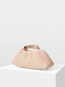 MOTF PREMIUM PU LEATHER BEADED TOP HANDLE BAG - Beige straw - View 2