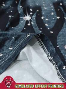 Manfinity Roghcode Manfinity Streetrush Men's Summer Letter & Flame Print Round Neck Short Sleeve Casual T-Shirt