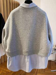 GlowEve Women's Fashionable Patchwork Shirt Layered 2 In 1 Sweatshirt - Multicolor - View 2