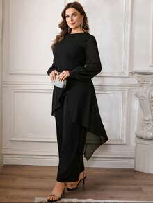 Firerie Bộ áo liền quần cỡ lớn thanh lịch màu trơn - màu đen - Xem 5