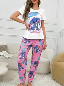 SHEIN ชุดนอนสตรีแบบกระต่าย สีบล็อกกลม - มัลติคัลเลอร์ - ดู 4