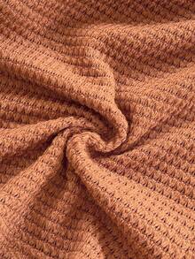 Soleia Bộ 2 áo crop top dệt kim họa tiết màu đỏ trắng kèm nơ và quần short cạp chun cho kỳ nghỉ của nữ - trái cam - Xem 5