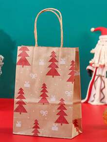 25个带提手的圣诞礼品袋，牛皮纸材质，印有圣诞图案，附赠圣诞礼品标签，适合送给母亲、父亲、姐妹、祖父母等——圣诞礼品用品 - 彩色 - 查看 6