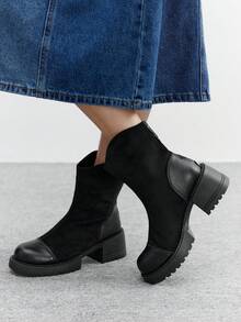 CUCCOO BIZCHIC Casual Commuter Simple Chunky Heel Women Ankle Boots For Christmas - Black - View 3