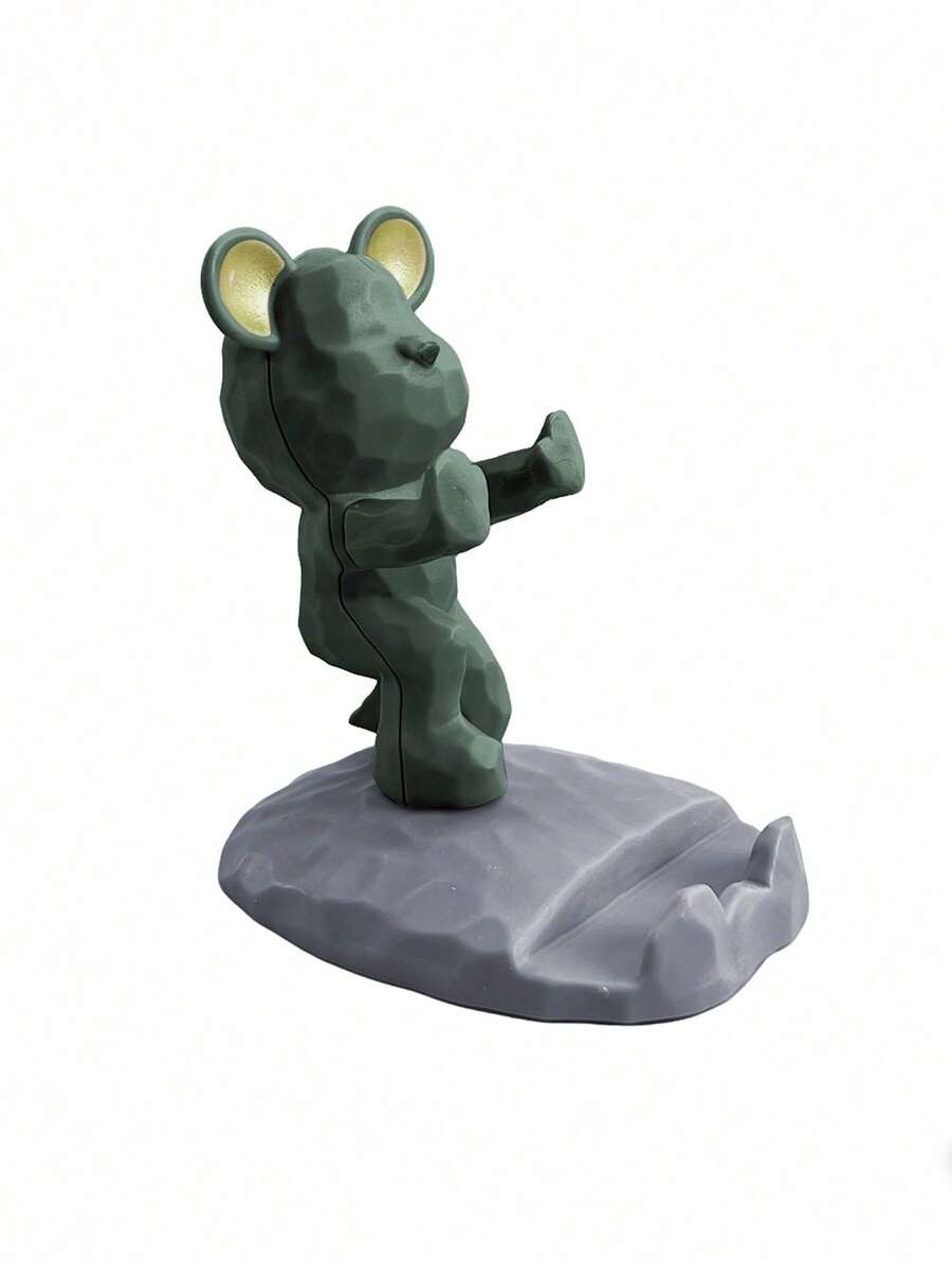 1个卡通熊造型手机支架，兼容手机和平板电脑，适用于办公桌面、床头柜、客厅、书房、卧室等场所，也是送礼佳品！开学季必备 - 綠色手推 - 查看 1