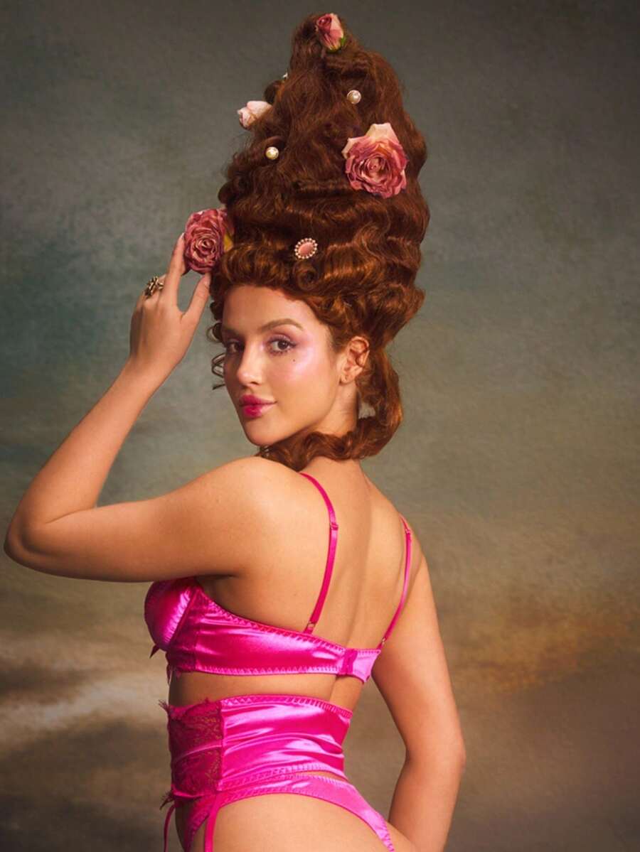 3pcs/Set Women Sexy Lace Bra Set With Underwire, Rose Red - Hot Pink - View 1