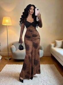 Rafferiza 女士优雅拼接印花连衣裙 - 彩色 - 查看 6