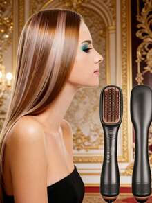 Teckwe Hot Air Brush Overheating Protection Negative Ion Hair Straightener Fast Heating Light Weight Hair Straightening Tool
