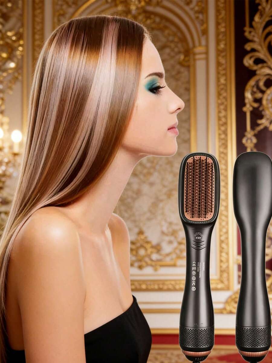 Teckwe Hot Air Brush Overheating Protection Negative Ion Hair Straightener Fast Heating Light Weight Hair Straightening Tool