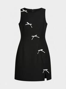 Auralis Váy cỡ lớn dành cho nữ, Phiên bản mới năm 2025: Váy ngắn công sở phong cách Bohemian Siren - Váy không tay màu be pha trộn vải lanh-cotton có chi tiết nơ, Váy chữ A mùa hè từ trang phục công sở đến trang phục cuối tuần, Trang phục nghỉ lễ cho nữ Quần áo mùa hè dành cho nữ Váy mùa hè dành cho nữ Quần áo Boho dành cho nữ - màu đen - Xem 2