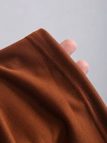 Sweetra Women's New Off-Shoulder Asymmetrical Bow Sleeve Fitted Waist Mini A-Line Dress, Suitable For Commuting, Travel, And Daily Work, Spring/Summer - Coffee Brown - View 3