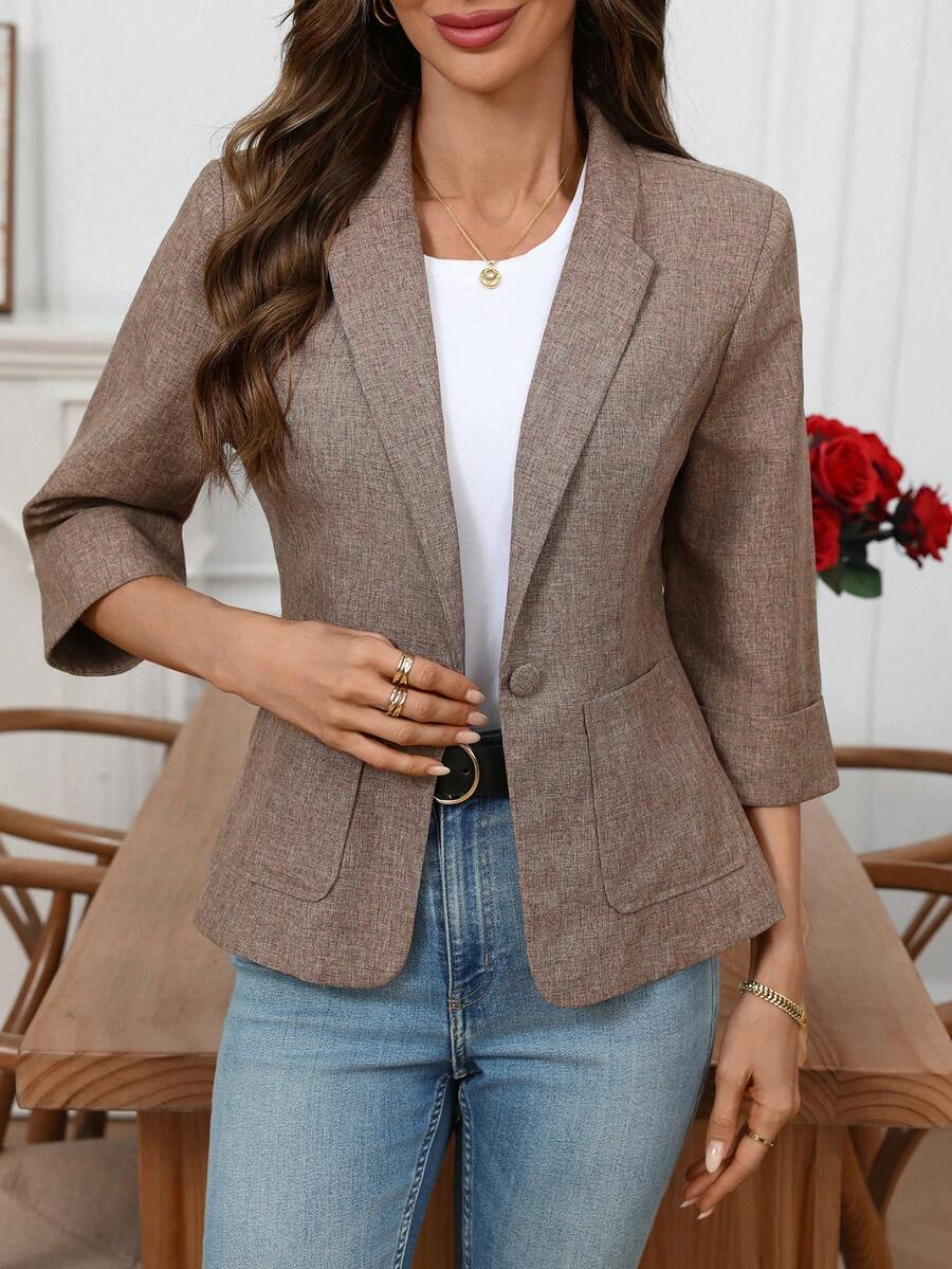 EMERY ROSE Women's Casual Versatile Commuter Blazer Spring Break Spring Blazer Women Suit - Khaki - View 1
