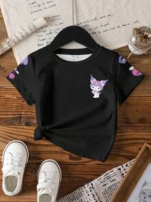 HELLO KITTY AND FRIENDS | SHEIN 女童可爱卡通印花圆领短袖T恤，夏季 - 白色 - 查看 7