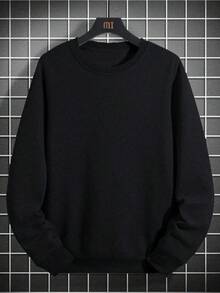 Sudadera Pullover para Hombre Color Sólido Acolchado Cálido Adecuado para llevar en Navidad - Negro - Ver 2