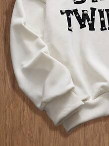 SWAVVY Sweatshirt Pullover Kasual Pria dengan Cetakan Huruf dan Dekorasi Kancing, Autumn Things Twilight - Aprikot - View 4