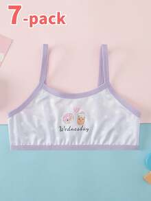 7 Pack Young Girls Undershirt,Sleeveless Tank Tops With Weekday Prints,Pastel Colors Round Neck Layering Camisole For Everyday Casual Wear & Gifts - Multicolor - View 4
