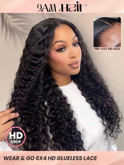 TrueHD Glueless Hd Lace Front Water Wave 6 X 4 8-14 Bob Inch 16-30 Regular Inch 180% Density Natural Color Lace Closure Wigs Pre Plucked Hairline Wear & Go For Beginners Glueless Frontal Wigs Weaves Human Hair Halloween Costume