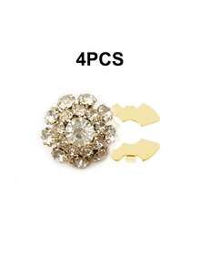 1/2/4pcs 21mm Rhinestone Button Covers For Women, Crystal Button Covers, Detachable Clip On Button Covers, Crystal Fancy Buttons For Clothing, Button Snaps With Pliers Press For Dress Suit Tux Shirt Accessories, Lead Color