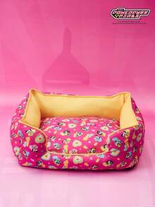 THE POWERPUFF GIRLS X PETSIN 1 peça Tapete Ninho Universal para Cães e Gatos com Estampa de Desenho Animado de Menina de Olhos Grandes, Fofo e Confortável, para Todas as Estações, Base Removível e Lavável, Antiderrapante