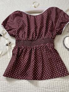 CovetEZ Brown Polka Dot Casual Shirt For Women, Summer