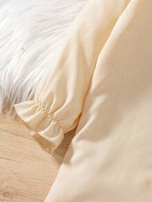 Elladie kids 2 Stücke/Set Mädchen Aprikose Hemdkleid und schwarzes geripptes Trägerkleid, mit liebevollem Rüschensaum Design, Schlitzausschnitt für einfaches Anziehen