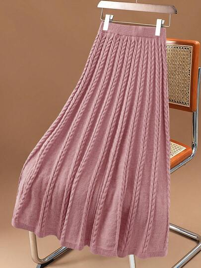 Modelyn Women's Elegant Solid Color Knitted Skirt, Autumn/Winter