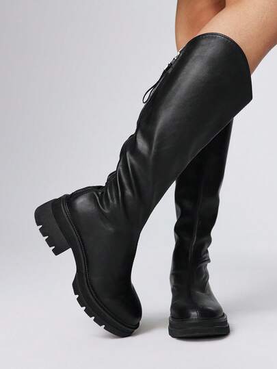 Goth Botas de media pantorrilla casuales para mujer, otoño/invierno