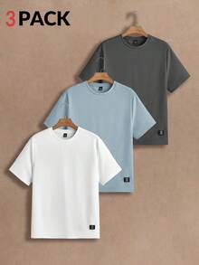 HIMLAND 男士字母图案圆领休闲短袖T恤 - 彩色 - 查看 1